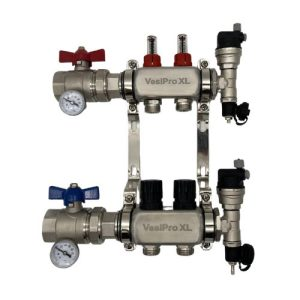 VesiPro XL 3-Loop 1-1/4" Stainless Steel Radiant Heat Manifold w/ Flow Meter